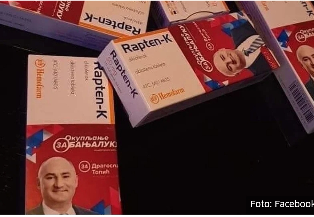 Кандидат СНСД-а у Бањој Луци рекламира се на таблетама за болове